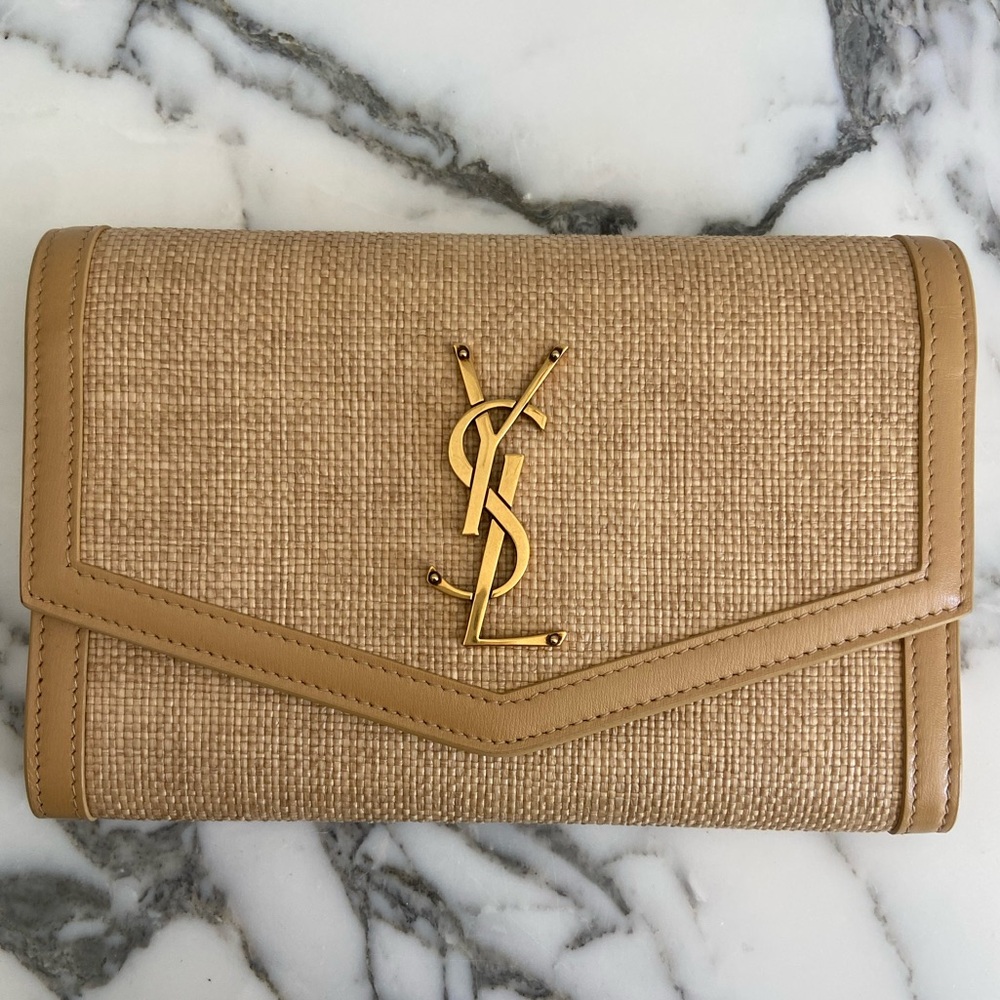 Saint Laurent UPTOWN CHAIN WALLET IN MICRO RAFFIA